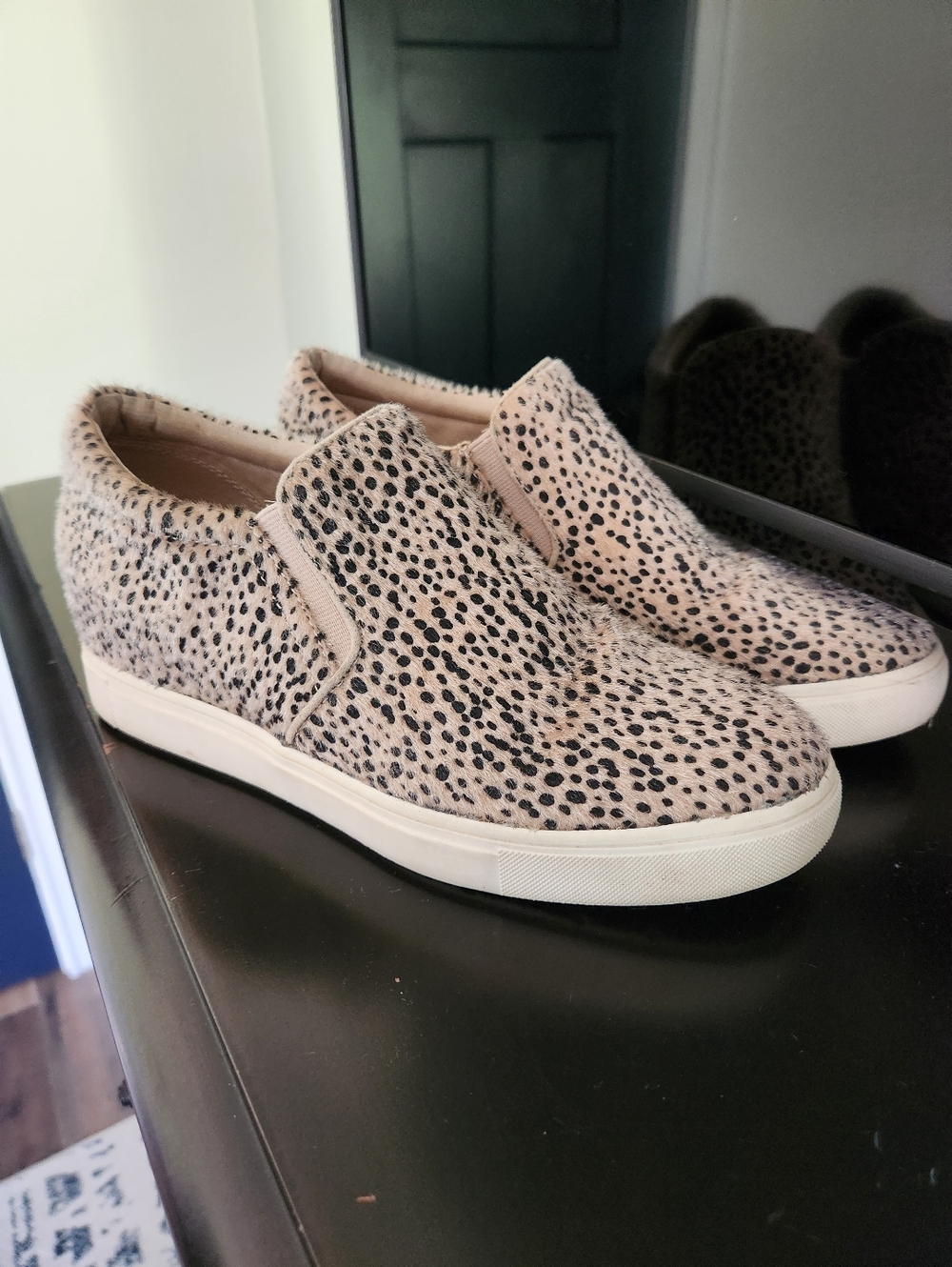 Slip-On Leopard Print Women’s Sneakers - Taupe/Black